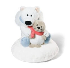 Nici 34725 Eisbär & Robbe Auf Kissen (15cm/10cm) Plüsch Kuscheltier White World
