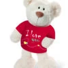 Nici 37756.1 Classic Bear Creme Mit Rotem T-Shirt "I Love You" 35cm Plüsch Schlenker