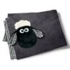 Nici 40142 Plüschdecke Shaun Das Schaf +Kopf Allover Schwarz / Weiß 175 X 140cm