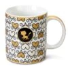 Nici 44014 Tasse MIAU Katze Herzmuster Schwarz Gold 8x9,5 Cm Porzellan